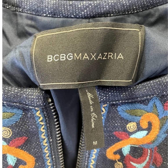BCBGMaxAzria Zachary Navy Embroidered Cape Jacket - Picture 10 of 12